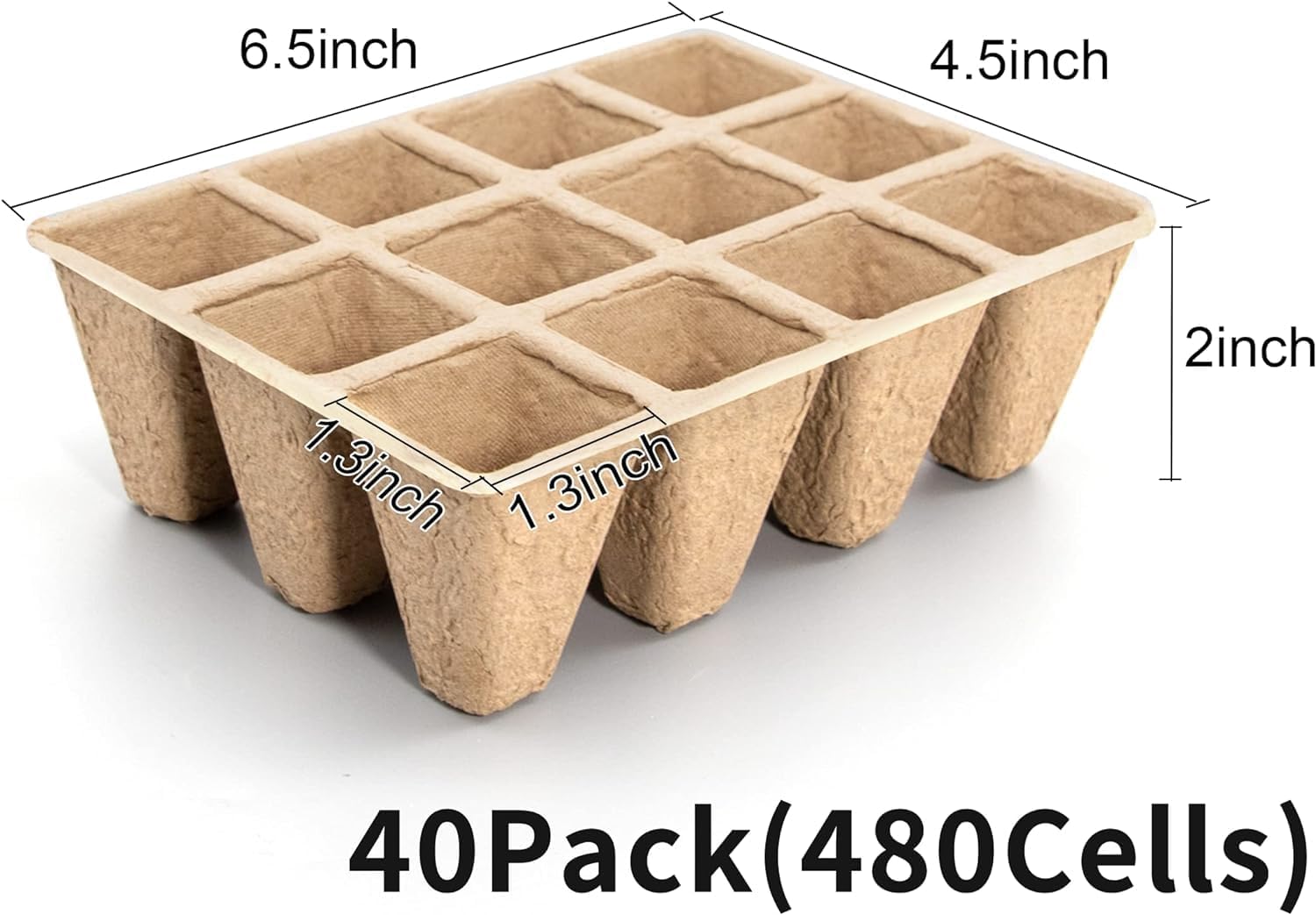 SYITCUN Bandeja de inicio de semillas de 480 células, paquete de 40 unidades para plantar semillas, macetas de turba biodegradables, kit de