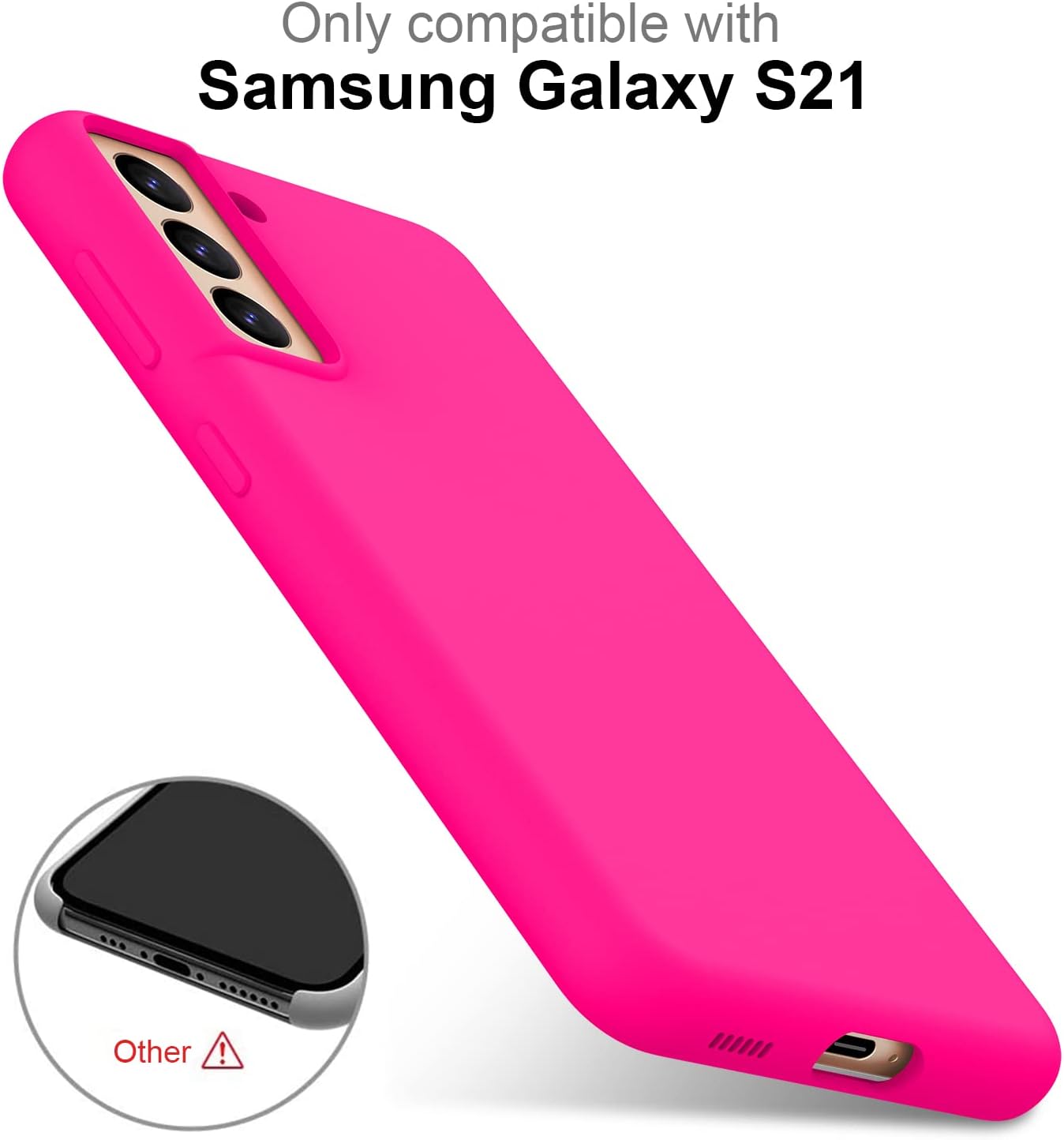 DEENAKIN Funda de silicona para Samsung Galaxy S21, suave y sedosa, flexible, de goma, delgada, protectora con forro de microfibra suave, color rosa