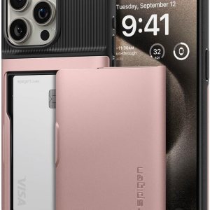 Spigen Slim Armor CS – Funda diseñada para iPhone 15 Pro Max (2023), protección de grado militar tarjetero – oro rosa Spigen Slim Armor CS – Funda diseñada para iPhone 15 Pro Max (2023), protección de grado militar tarjetero – oro rosa