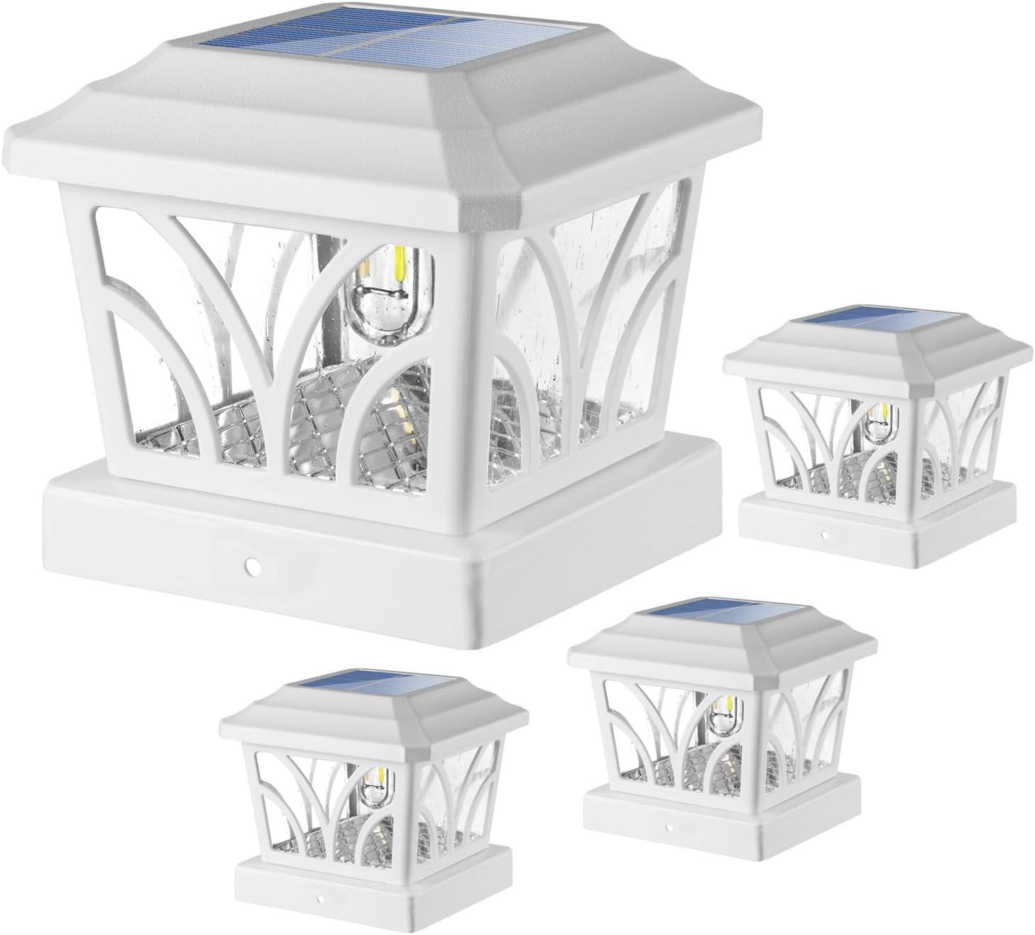 LeiDrail Luces solares para postes al aire libre, 2 modos de aluminio para valla, cubierta de valla, bombillas LED Edison para postes de madera de