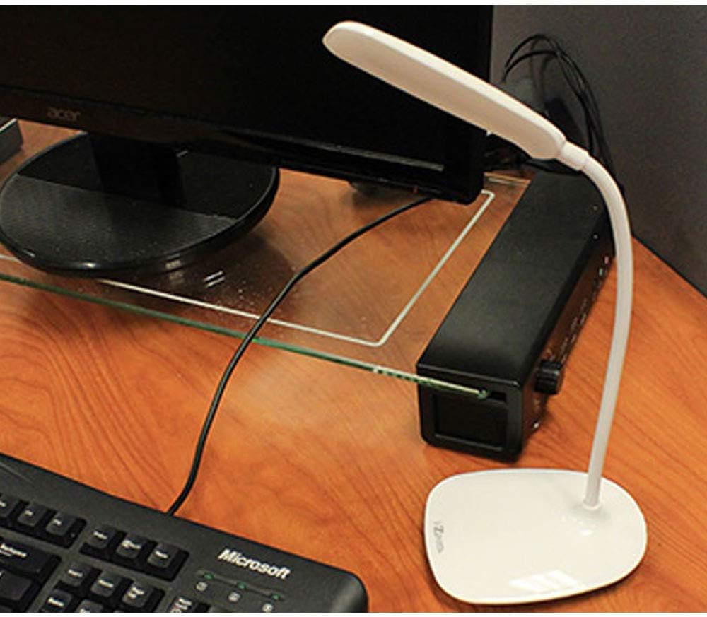 Lámpara de escritorio recargable con cuello flexible, regulable, sensor táctil, luz cisne, 120 lúmenes LED blanco