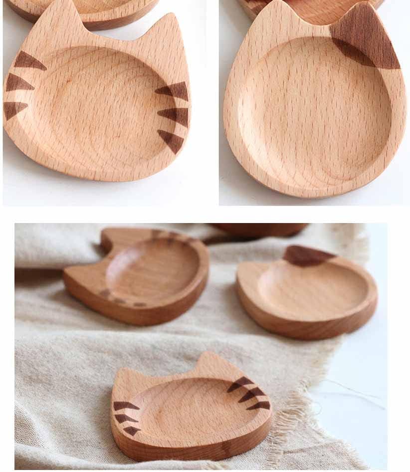 Cucharas de café de madera para gatos, 2 lindos gatos gatitos de madera para cucharas de café, soporte para cucharaditas, decoración de estación de