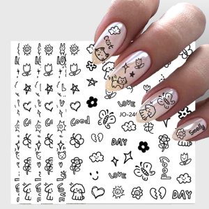 6 hojas de calcomanías de uñas de dibujos animados para niños, calcomanías autoadhesivas 3D para arte de uñas, calcomanías acrílicas para mujeres, 6 hojas de calcomanías de uñas de dibujos animados para niños, calcomanías autoadhesivas 3D para arte de uñas, calcomanías acrílicas para mujeres,