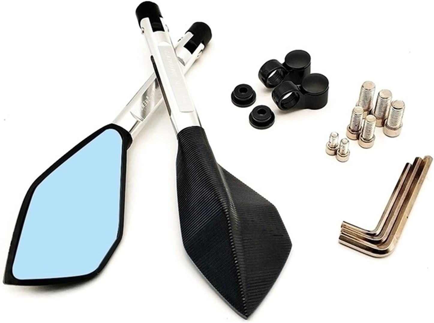 Espejos retrovisores laterales de motocicleta para Kawasaki VERSYS 650 ZG1000 ZRX1100 ZRX1200 ZX11 ZX1100 ZX7R ZX9 (color  plata, tamaño normal)
