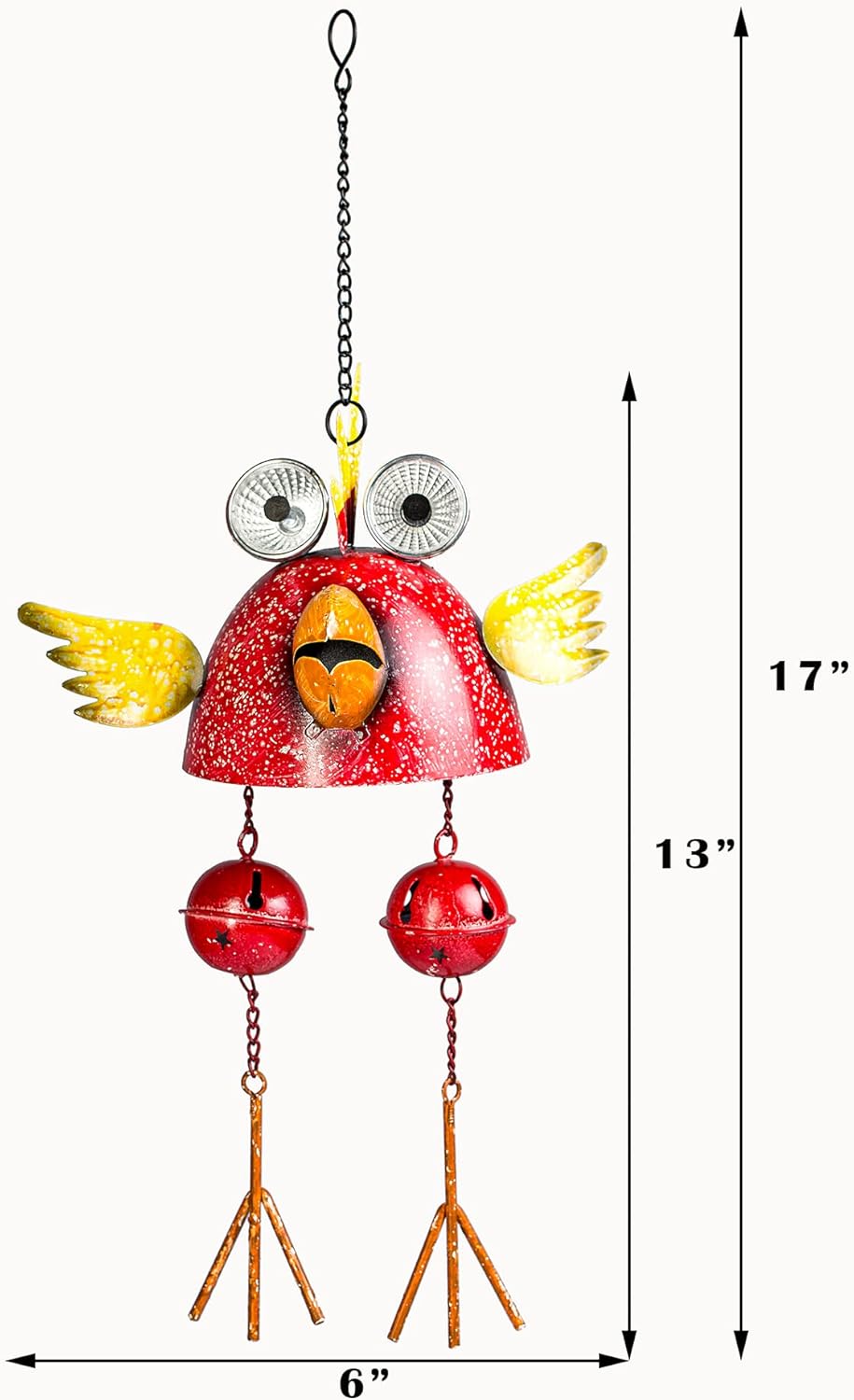 Campanillas de viento solares de gallo para exteriores, divertida decoración de pollo para patio al aire libre, porche o patio trasero, decoración