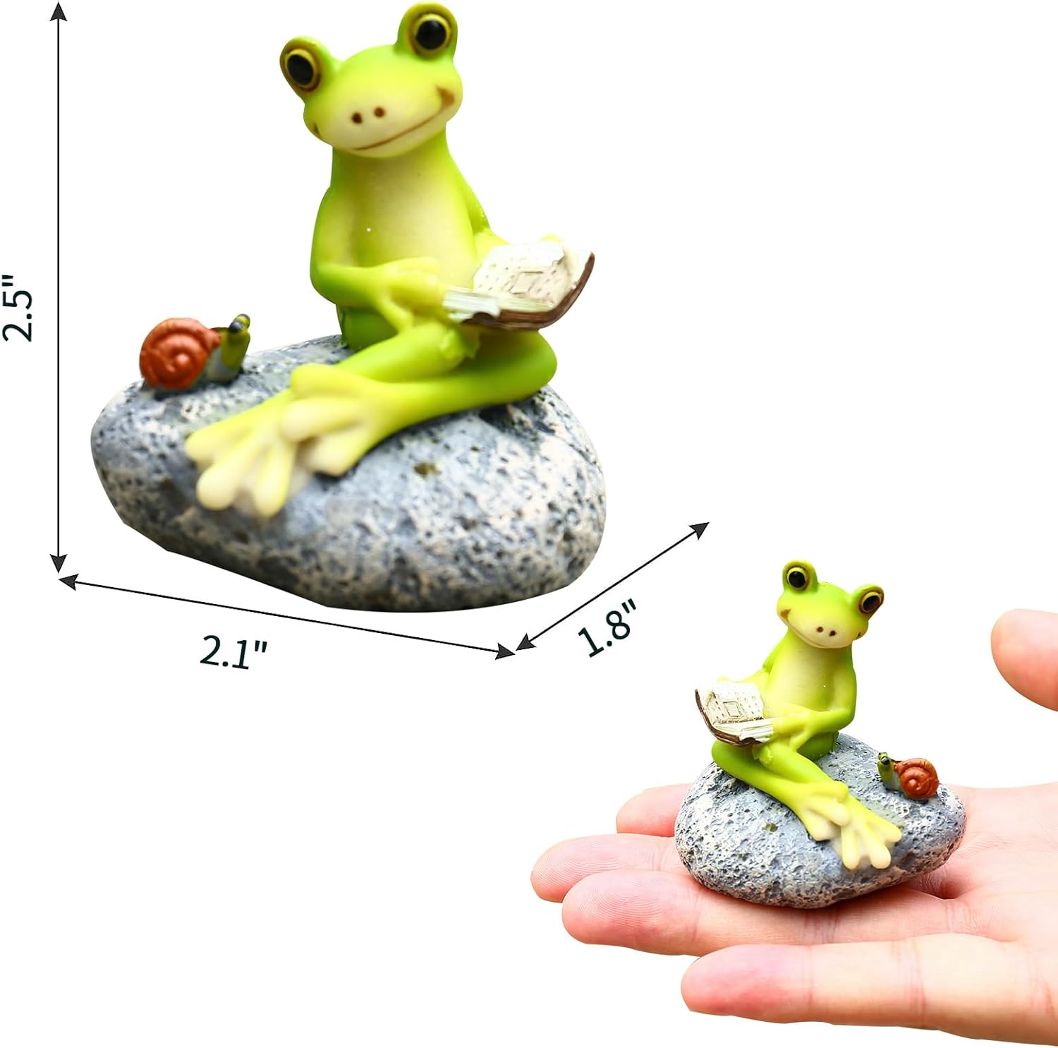 qumHmup Estatua de rana, escultura de animales de resina de mini rana para decoración interior y exterior, para jardín, patio, micro paisaje,