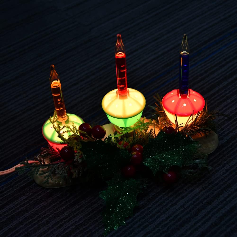 Goothy Lámpara de vela de burbujas de 3 luces, lámparas eléctricas de vela de ventana con 4 luces de burbujas multicolor (1 repuesto), base C7E12,