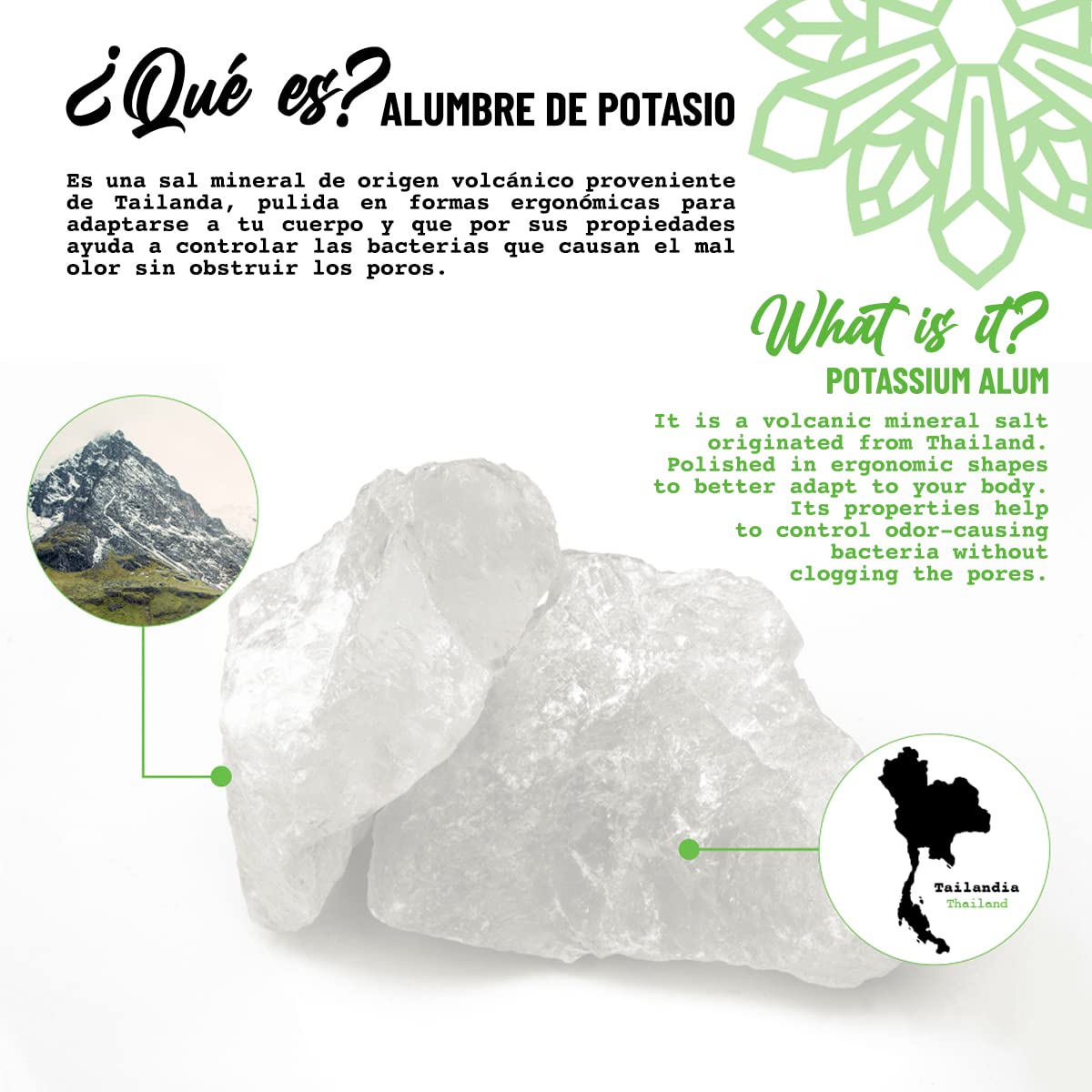 Vital Green Crystal Potassium Alum Desodorante  Desodorante mineral sin perfume para hombres, mujeres y atletas  3.53 oz  100 g (2 unidades)