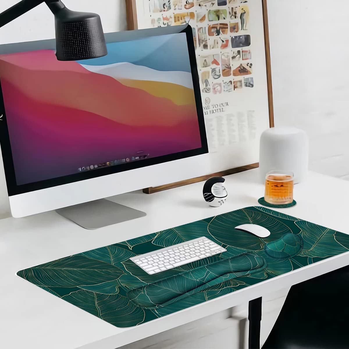 Alfombrilla ergonómica grande para mouse y reposamuñecas para teclado, almohadilla de escritorio para teclado y mouse, alfombrilla de mouse grande 4