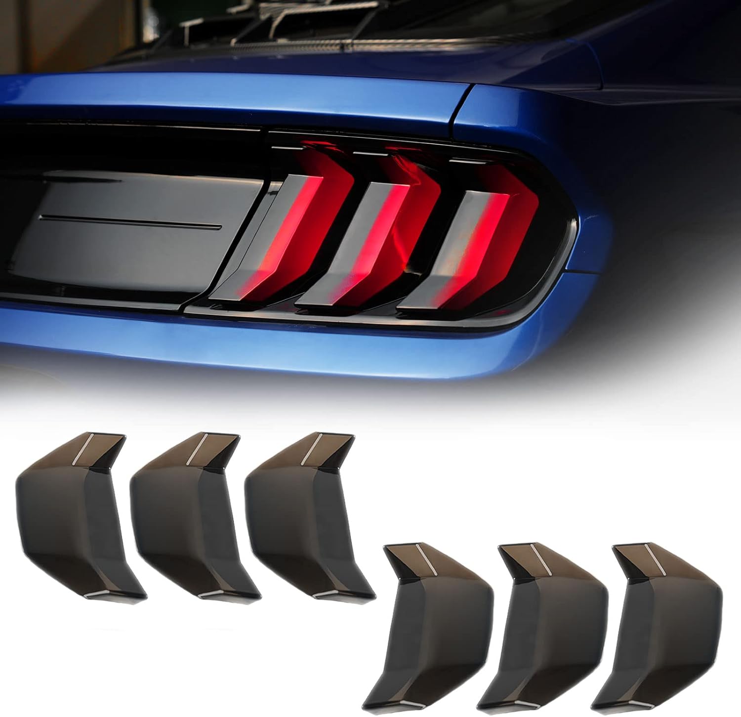 LitMiRaCle Smoke Black Taillight Protector Cover Compatible Ford Mustang, PC Resin Tail Shades, Taillight Decorative Shade Accessories Compatible