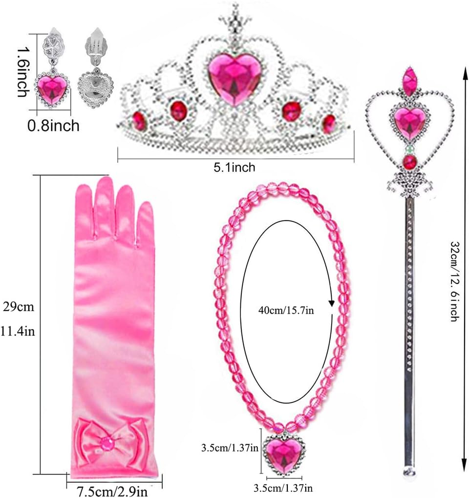 Disfraz de princesa Aurora, accesorios de disfraz para niñas, guantes de aurora, tiara, corona, collar, aretes, pulsera, anillo de princesa,