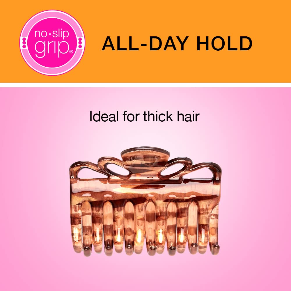 Scunci by Conair – Pinza de mandíbula gruesa con agarre antideslizante, pinza para el cabello de garra, pinzas para el cabello de garra, tortuga, el