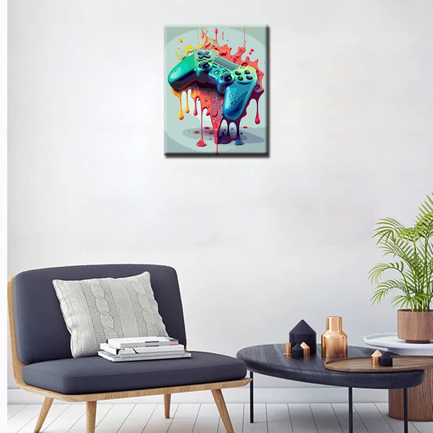 Aihonmin Pintura acrílica por números para adultos, kit de pintura al óleo colorido para bricolaje, letrero de juego deslumbrante, pintura, lienzo