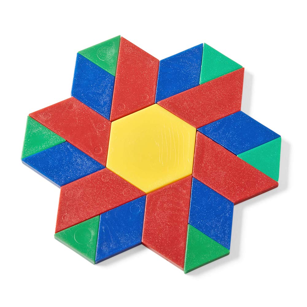 hand2mind Bloques de patrones de plástico, formas geométricas para niños, juego de patrones, bloques de patrones para niños pequeños, formas de