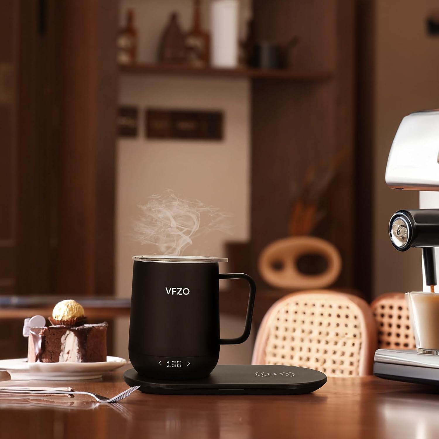 Taza inteligente con control de temperatura, pantalla LED de taza de café autocalentable, duración de la batería de 180 minutos, caliente hasta 149