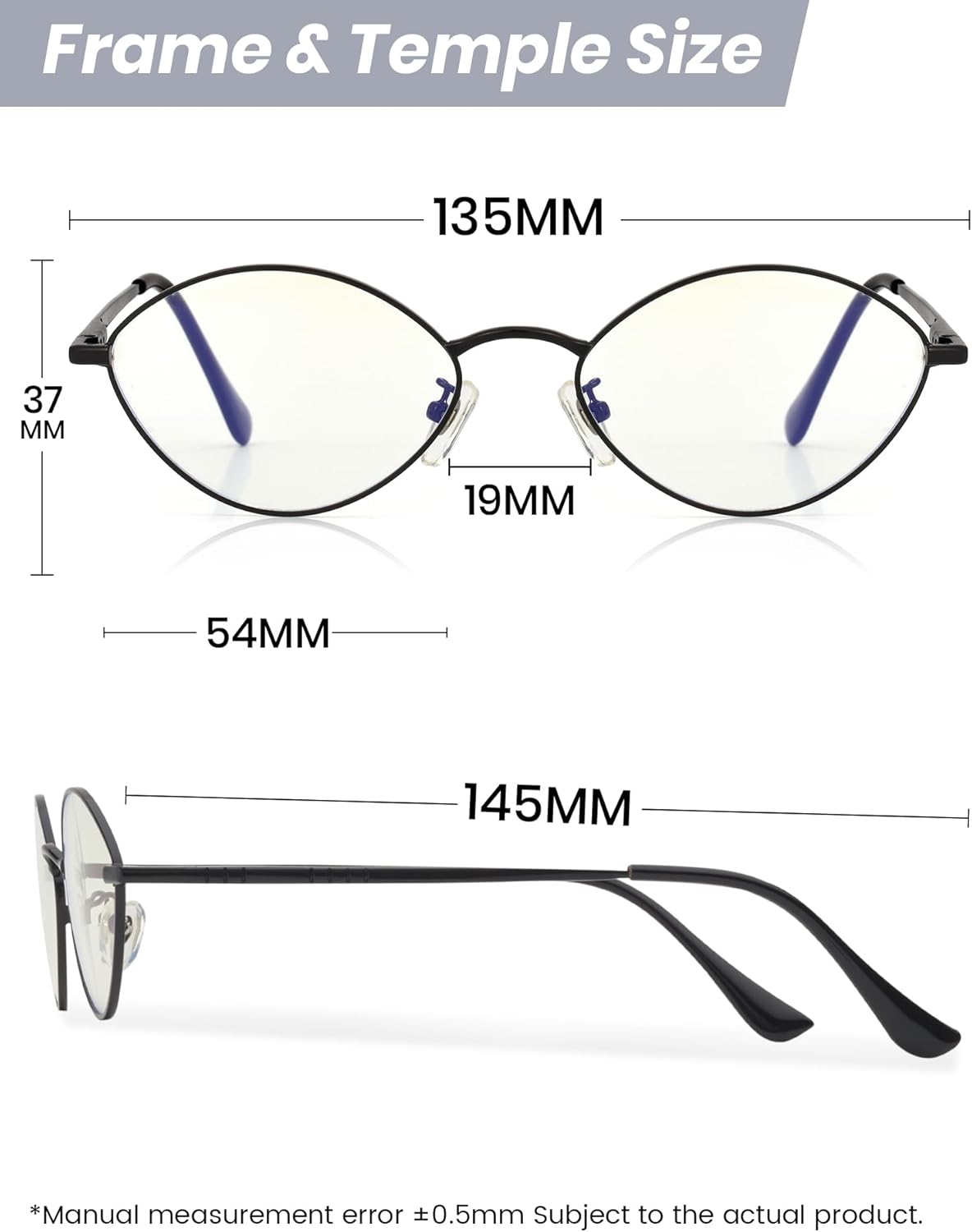 Veda Tinda Vision Oval Blue Light Glasses for Women Bluelight Clear Gaming Reading Glasses Women Blue Light Blocking Glasses