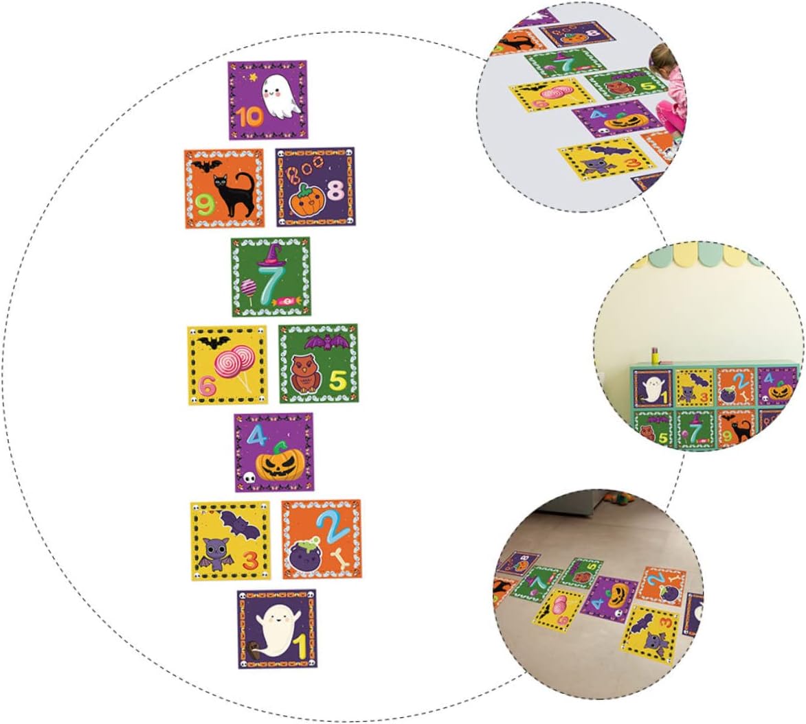 SAFIGLE 1 Unidades Hopscotch Floor Vision Kids Palymat Halloween Kid Ground Wallpaper Halloween Piso Pegatina Decoración Niños Juguetes Niños