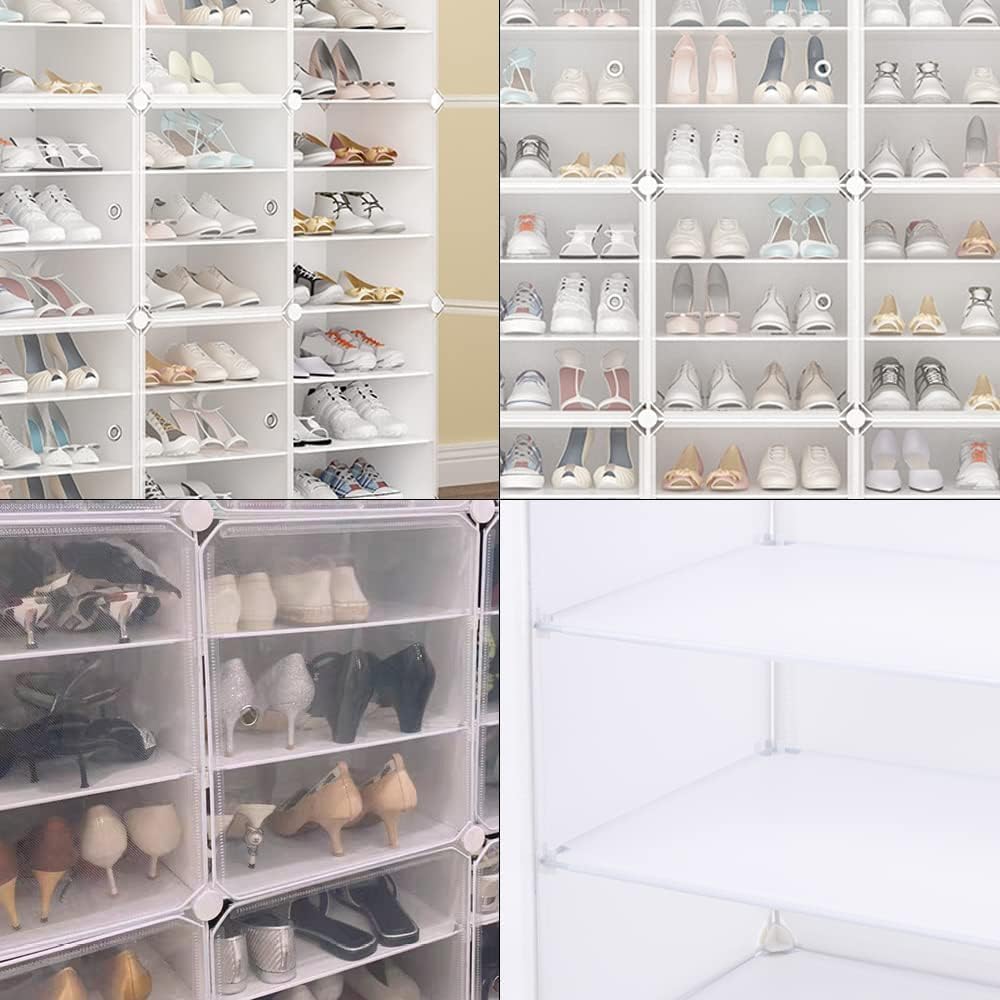 LOYALHEARTDY Organizador portátil para zapatos, 96 pares de zapateros de plástico transparente, 16 niveles, organizador de almacenamiento de zapatos