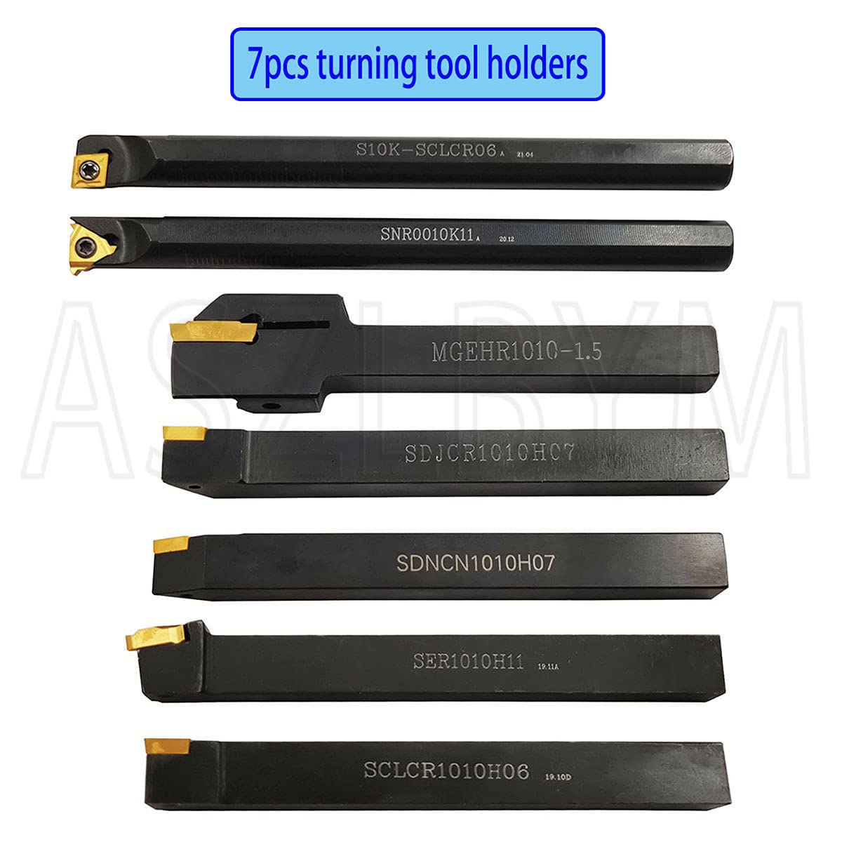 ASZLBYM 38″ 10mm Shank Indexable Carbide Lathe Turning Tool Holder Set Cutting Tools for Turning Grooving Threading Boring Bar with Carbide Turning
