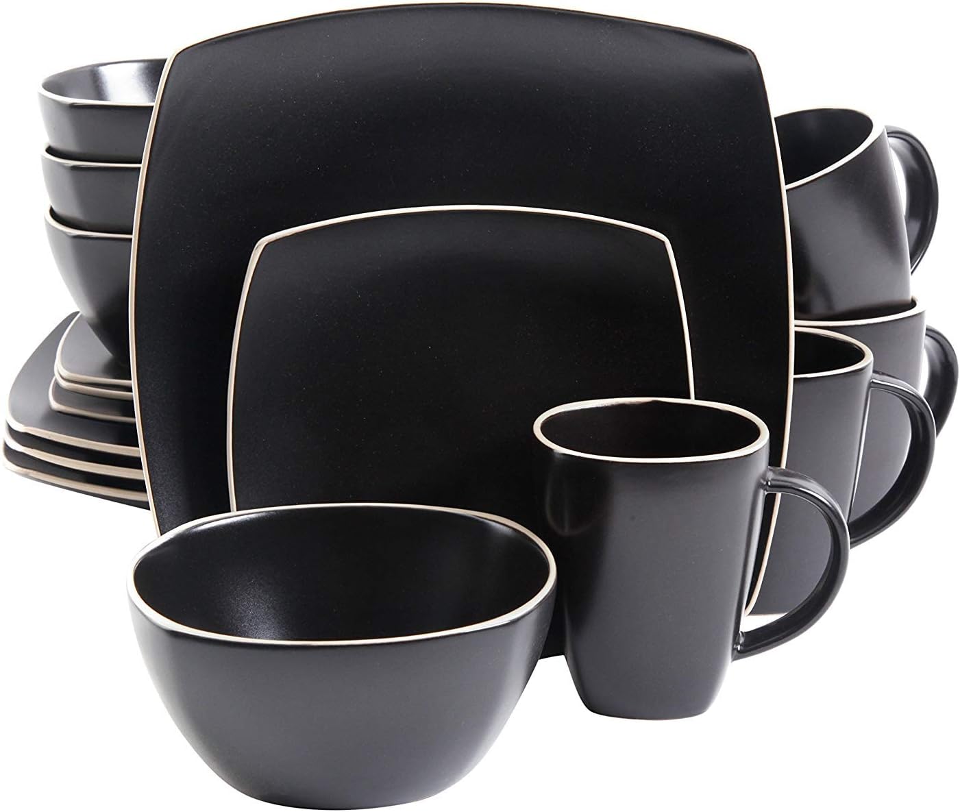 Gibson Soho Lounge – Juego de vajilla mate de 16 piezas, color negro 93597335M