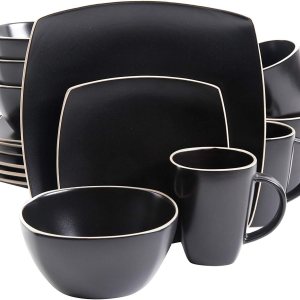 Gibson Soho Lounge – Juego de vajilla mate de 16 piezas, color negro 93597335M Gibson Soho Lounge – Juego de vajilla mate de 16 piezas, color negro 93597335M