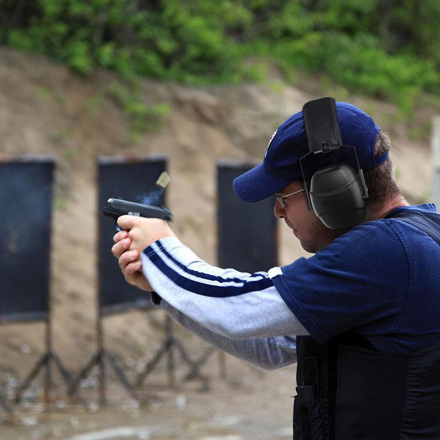 ucho Protección auditiva delgada de 34 dB  Orejeras de diseño especial, peso más ligero y máxima protección auditiva