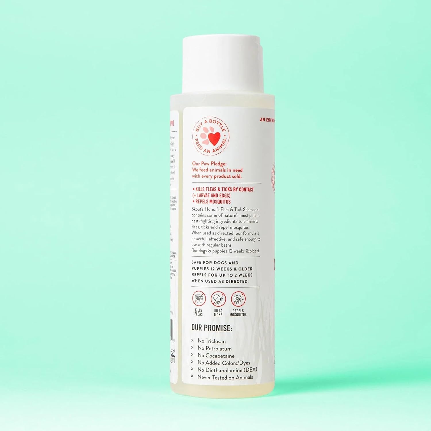 SKOUT’S HONOR Champú Flea + Tick con aceites esenciales de madera de cedro natural y menta, 16 onzas.