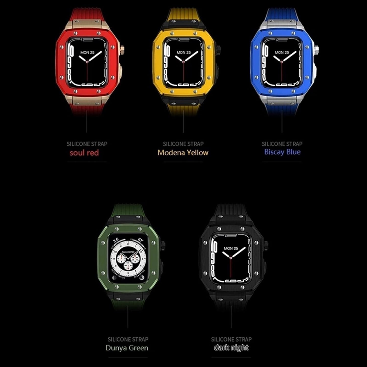 Modificación Mod Kit para Apple Watch Band Case 1.732 in 1.772 in 1.654 in Correa de silicona Marco de metal Accesorios para IWatch Series 8 7 6 5 4