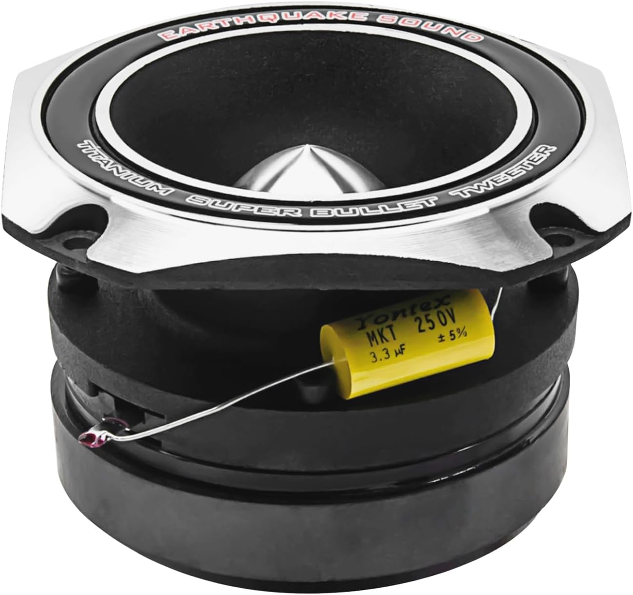 Earthquake Sound PR-BT90S – Tweeter Super Bullet de titanio de 4 pulgadas, bobina de voz de 1.75 pulgadas, 150 W MAX (par), plateado