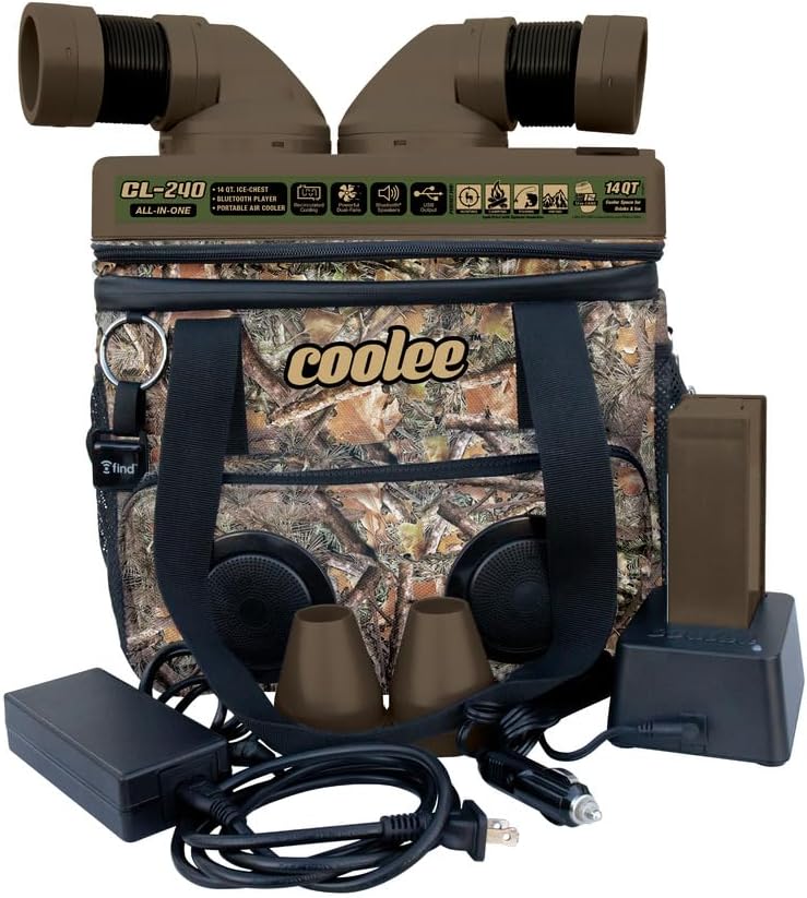 Enfriador de aire portátil aislado 3 en 1 a prueba de fugas con reproductor Bluetooth pecho de camuflaje bueno para pícnics, recreación, hogar,
