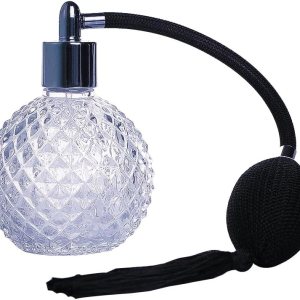 Botella de perfume de estilo vintage de cristal de 3.4 fl oz, bomba atomizadora de borlas largas de oro y plata, botella de vidrio recargable, Botella de perfume de estilo vintage de cristal de 3.4 fl oz, bomba atomizadora de borlas largas de oro y plata, botella de vidrio recargable,