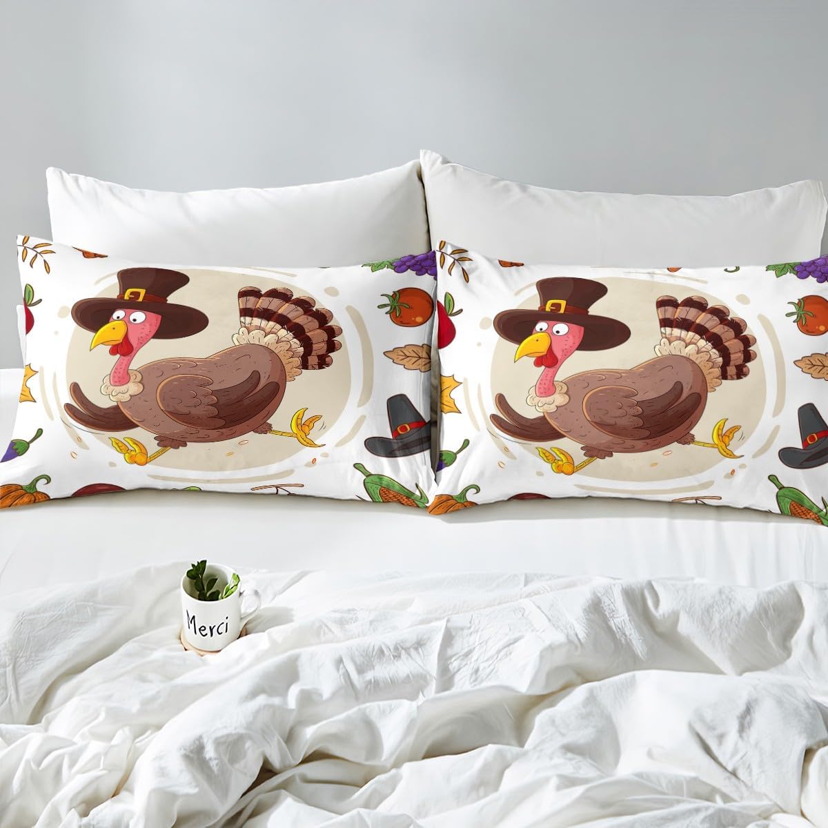 Juego de sábanas de pavo salvaje, tamaño matrimonial para niños y niños, bonito juego de sábanas de pavo, regalos del día de Acción de Gracias para