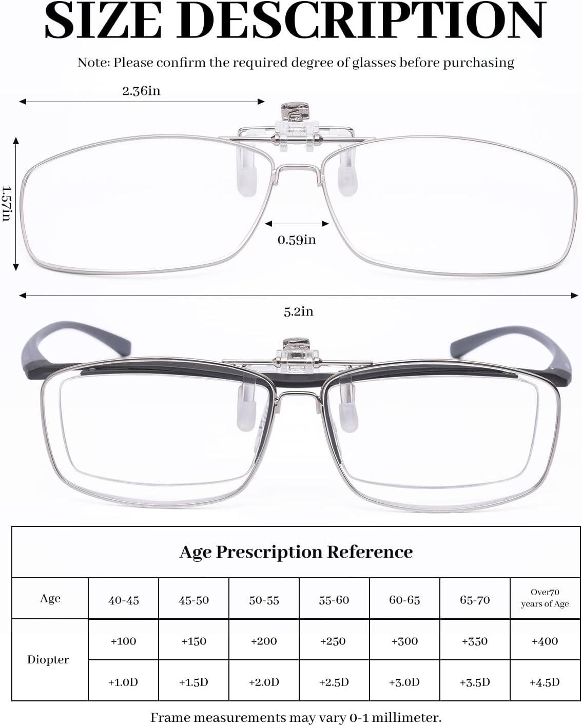 LUFF Lentes de lectura con clip anti-azul que pueden voltear para mujereshombres