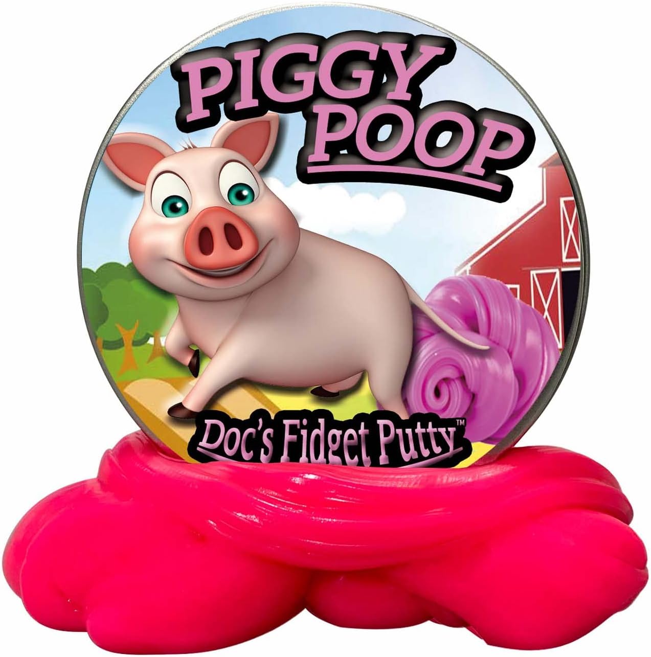 GearsOut Piggy Poop Fidget Masilla para aliviar el estrés, terapia de masa, juguete terapéutico rosa en lata de metal, divertido para oficina,