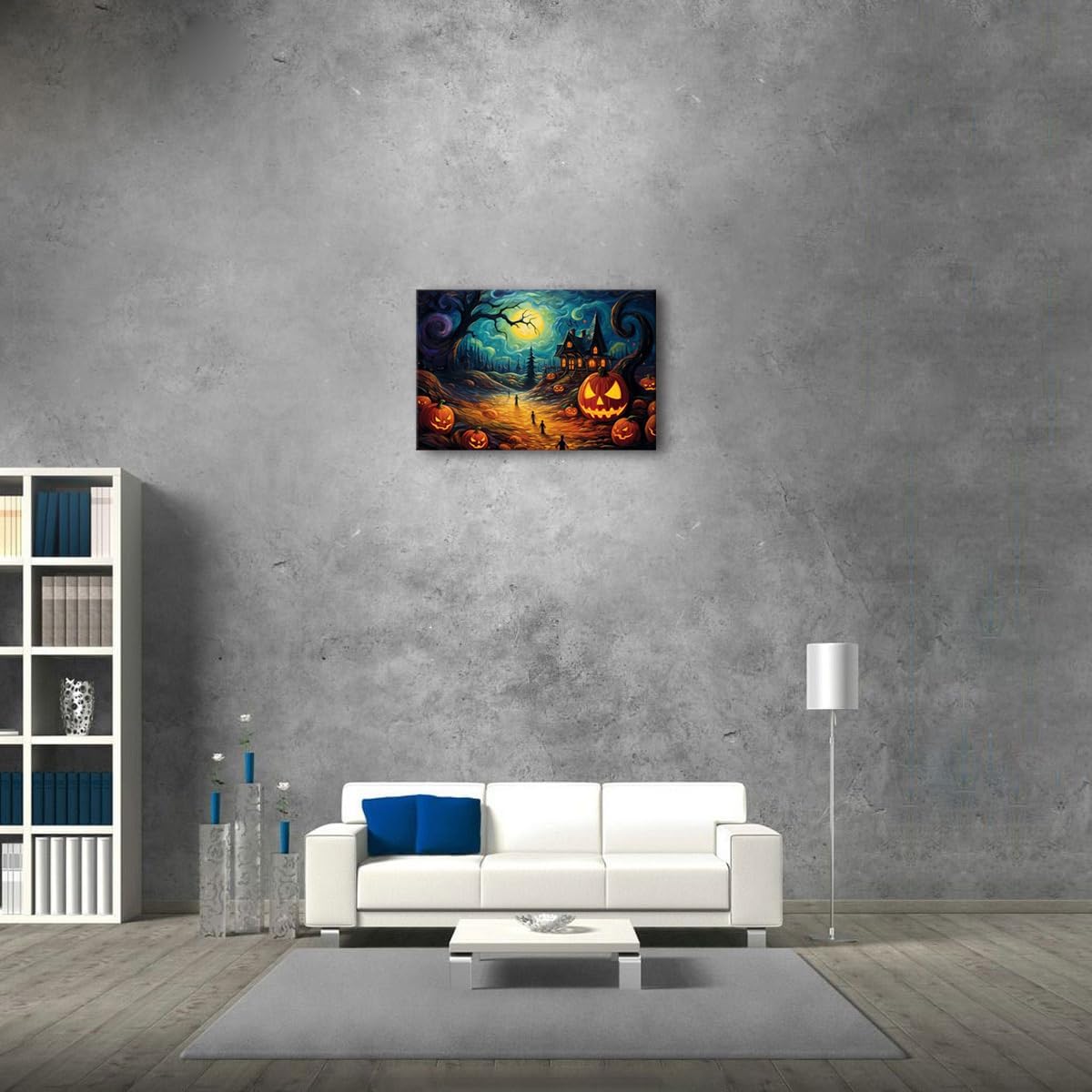 Impresiones en lienzo de noche de Halloween, arte de pared e imágenes espeluznantes de 24 x 36 pulgadas, sin marco