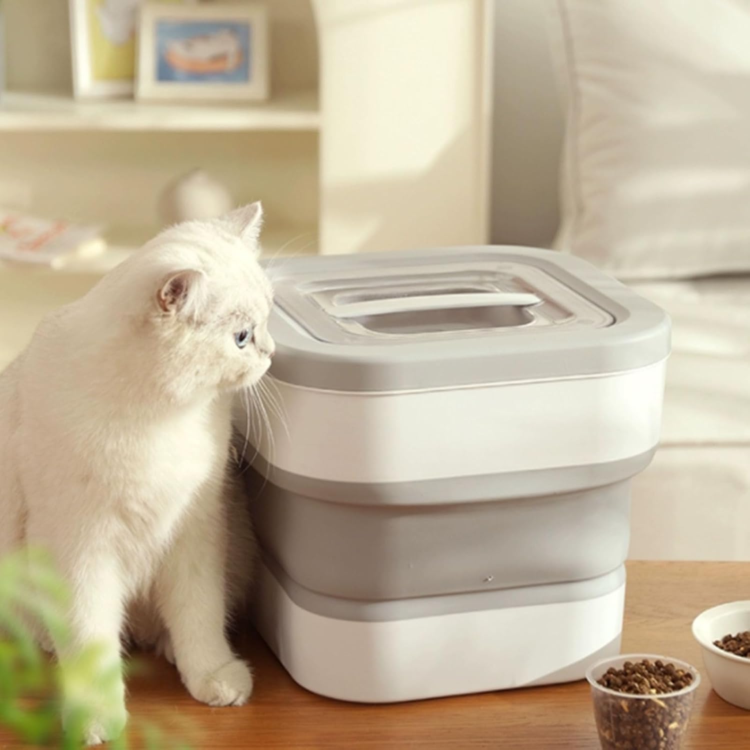 Ninodemu Contenedor plegable de almacenamiento de alimentos para perros, contenedor hermético de almacenamiento de alimentos para mascotas de 15