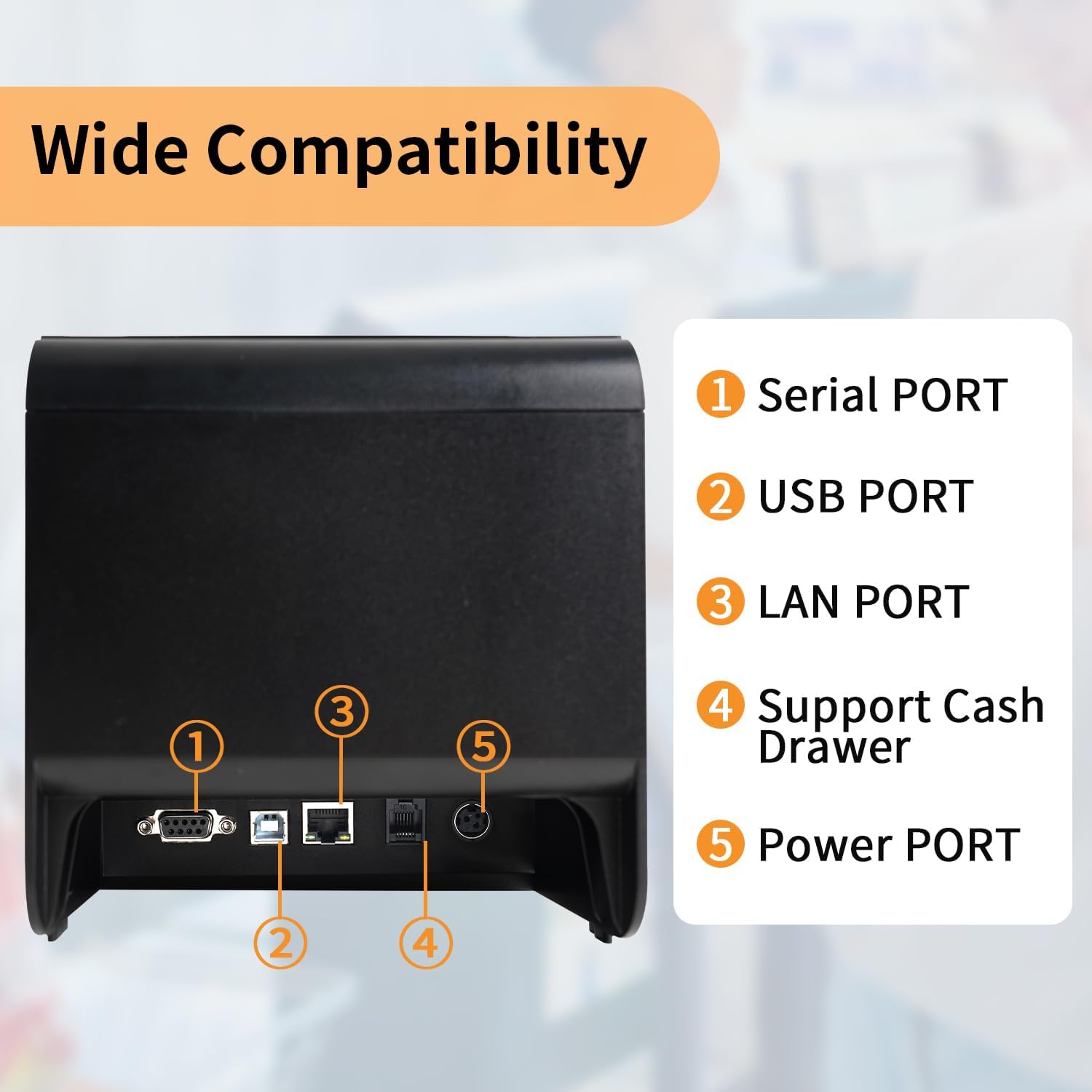 Rongta Impresora de recibos POS, impresora térmica de 3.150 in, ESCPOS, impresora de cocina de restaurante con cortador automático, cajón de