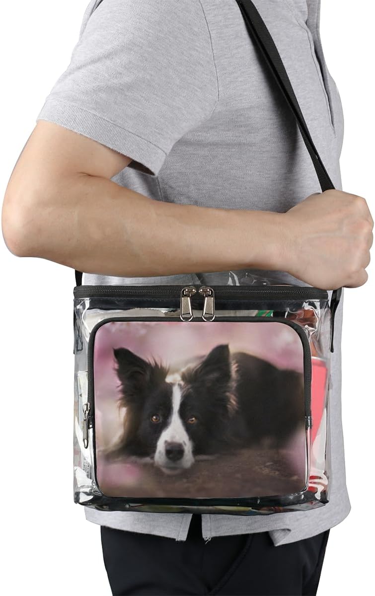 Border Collie – Bolsa transparente para perro, bolsas transparentes para mujer, mochila transparente, bolsa transparente, bolsa de almuerzo