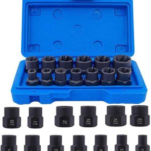 Juego de 13 piezas de removedor de pernos de impacto y tuercas  Acero al cromo y molibdeno  Fácil extracción de zócalos, tuercas y pernos oxidados y Juego de 13 piezas de removedor de pernos de impacto y tuercas  Acero al cromo y molibdeno  Fácil extracción de zócalos, tuercas y pernos oxidados y
