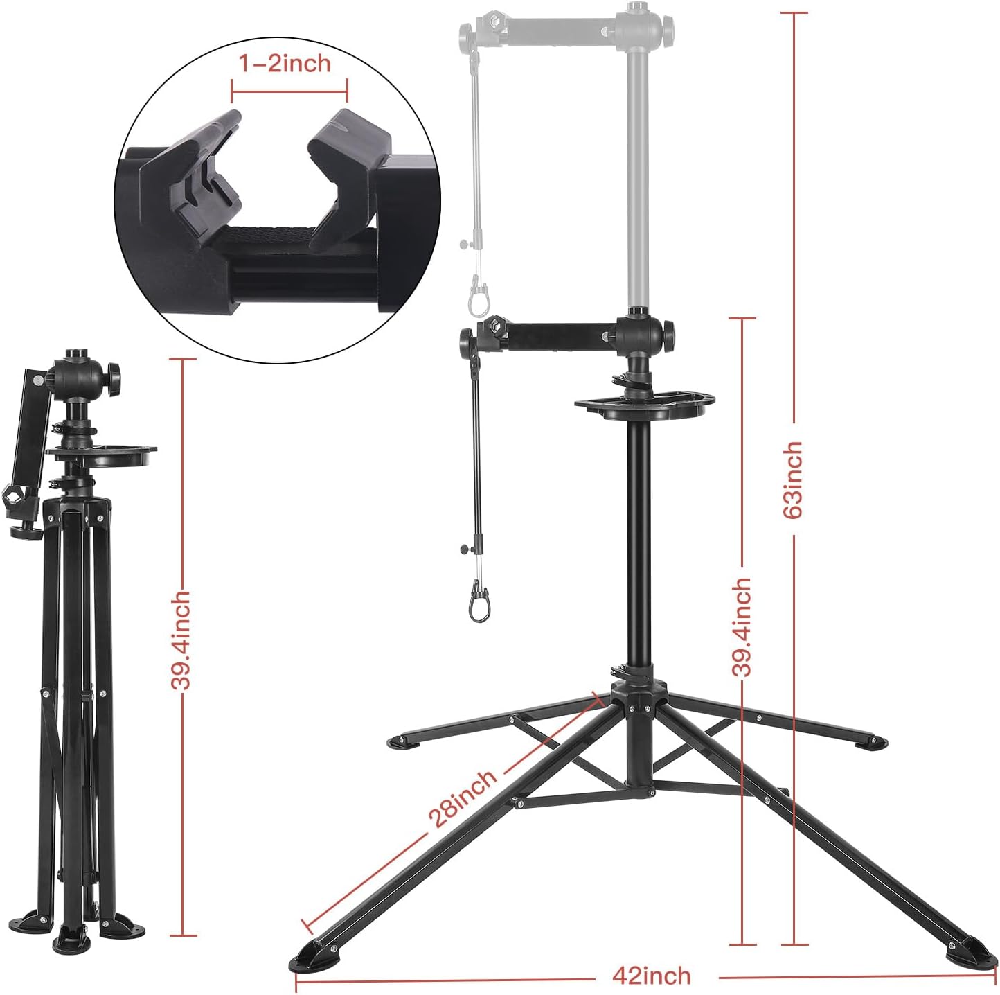 Soporte de reparación de bicicletas, soporte de mantenimiento de bicicleta plegable de aleación de aluminio, soporte de mecánica de reparación de
