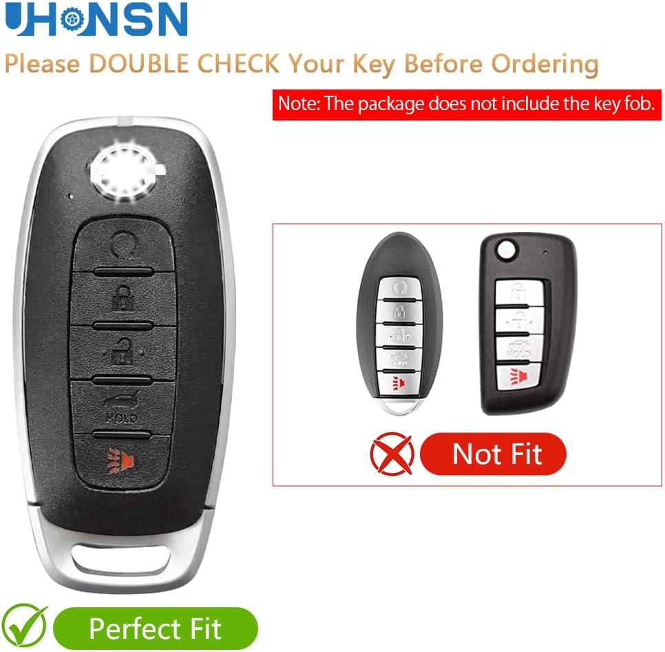 UHONSN Funda para llavero para Nissan Rogue Pathfinder 2023, accesorios de automóvil, 5 botones, funda con carcasa de llavero brillante de TPU
