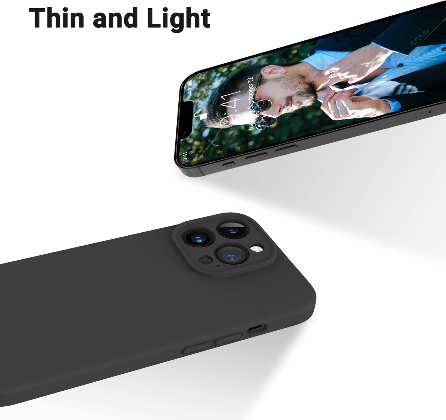 OTOFLY Diseñada para iPhone 13 Pro Max, funda delgada de silicona a prueba de golpes con protector de lente de cámara para iPhone 13 Pro Max de 6.7