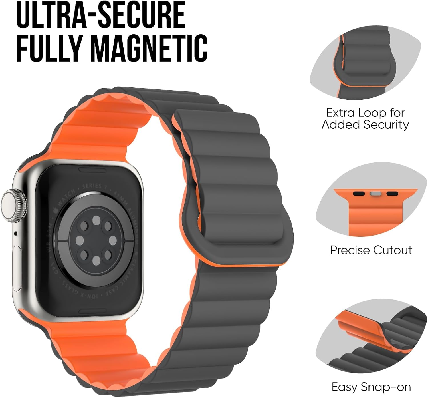 Correas deportivas magnéticas para Apple Watch Ultra Band 1.929 in 1.772 in 1.732 in 1.614 in 1.575 in 1.496 in 1.654 in, correa de repuesto de