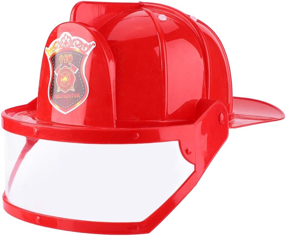 Accesorios de disfraz de bombero para juego de rol, 5 piezas de bombero para niños, kit de juguetes de cosplay – casco, extintor de incendios,