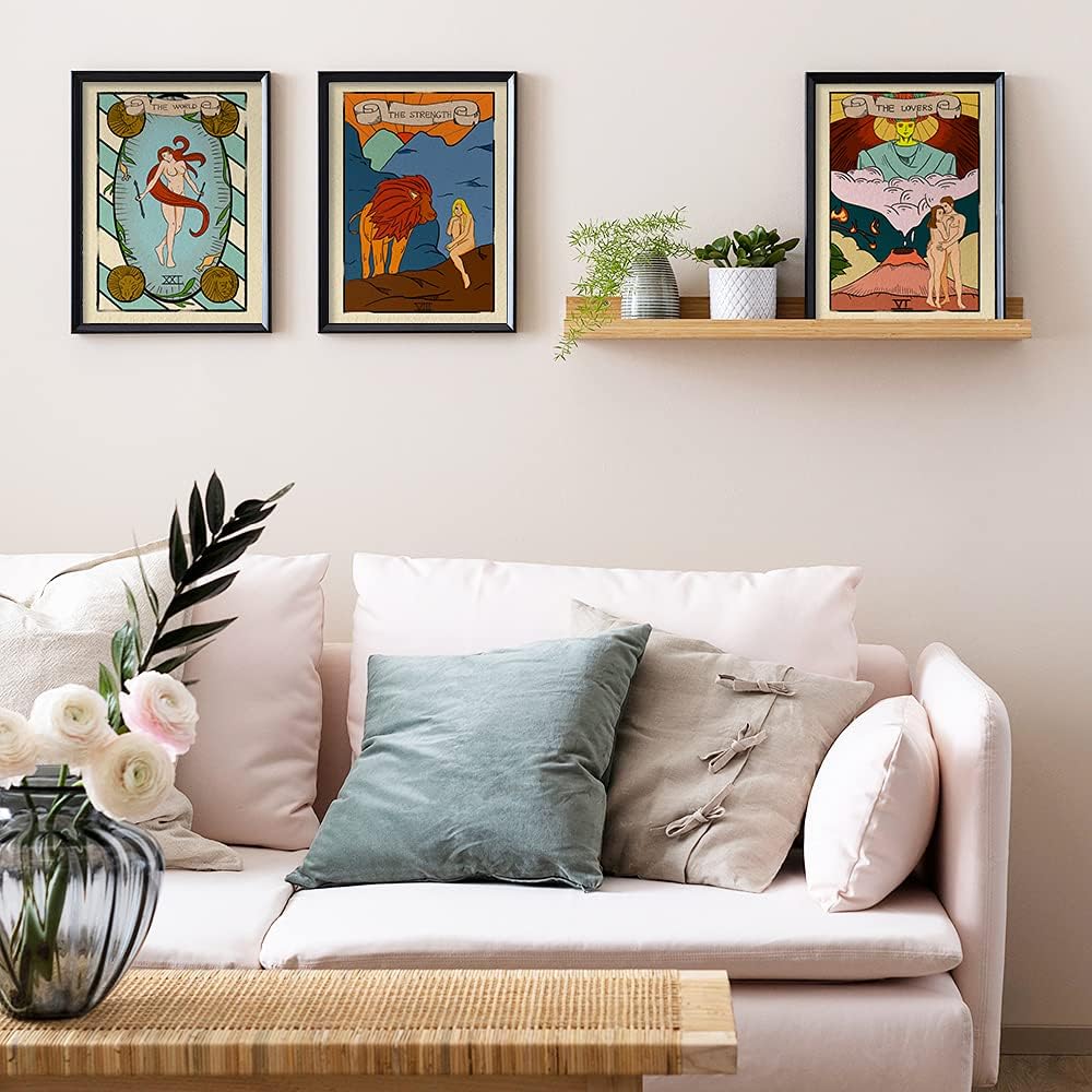 YUMKNOW Decoración bohemia hippie para habitación, juego de 6 tarjetas de tarot sin marco de 8 x 10 pulgadas, bonitas cartas de tarot impresas para