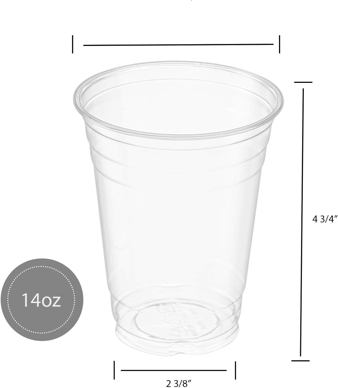 ELEGANT DISPOSABLES 50 juegos  12 onzas Vasos de plástico transparente para mascotas con tapas planas para café helado, bebidas frías, batidos,