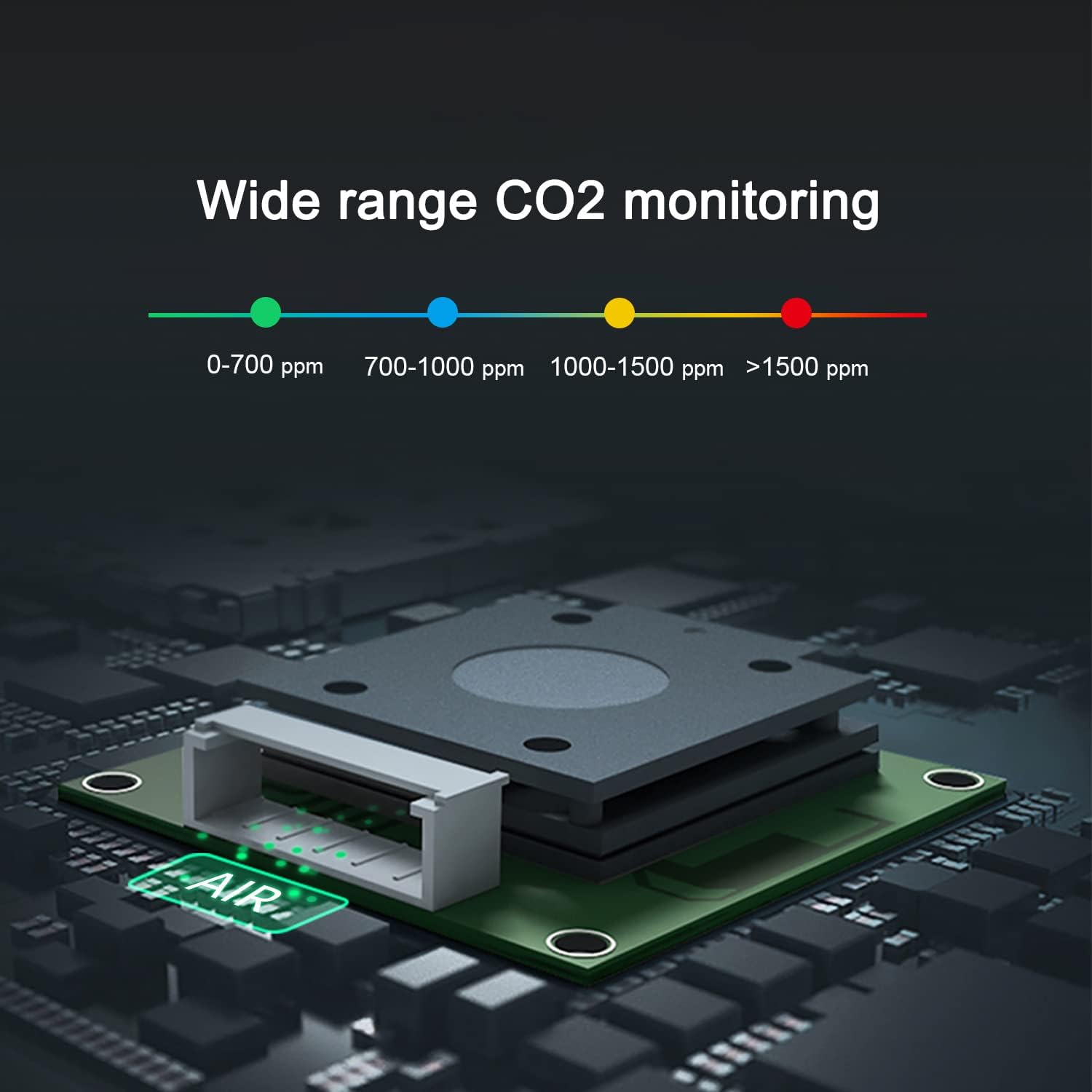Detector de CO2, monitor de calidad del aire interior, conexión WiFi, batería recargable, medidor de CO2 3 en 1, sensor de CO2 NDIR con temperatura