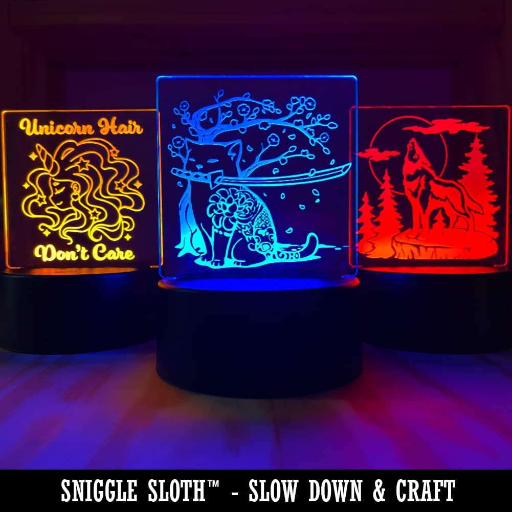 Sniggle Sloth Majestic Orca Killer Whale 3D ilusión LED luz nocturna señal lámpara de escritorio