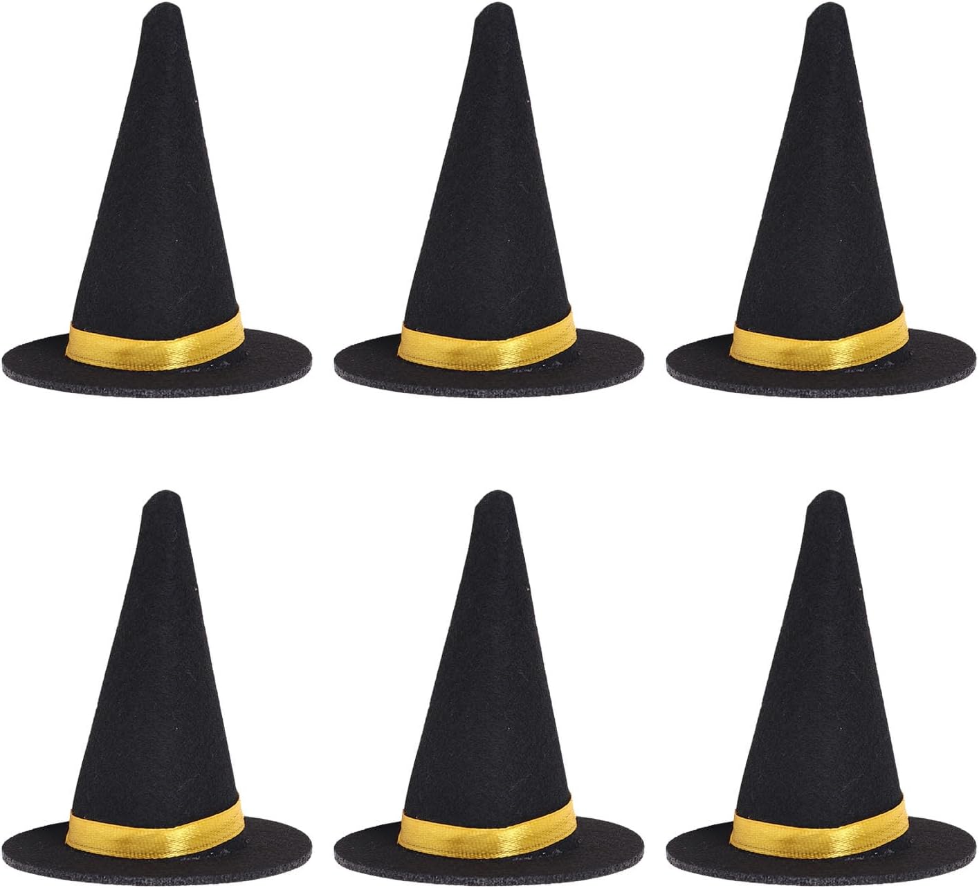 6 sombreros de bruja de fieltro hechos a mano para decoración de botellas de vino para fiestas de Halloween, accesorios para el cabello, manualidades