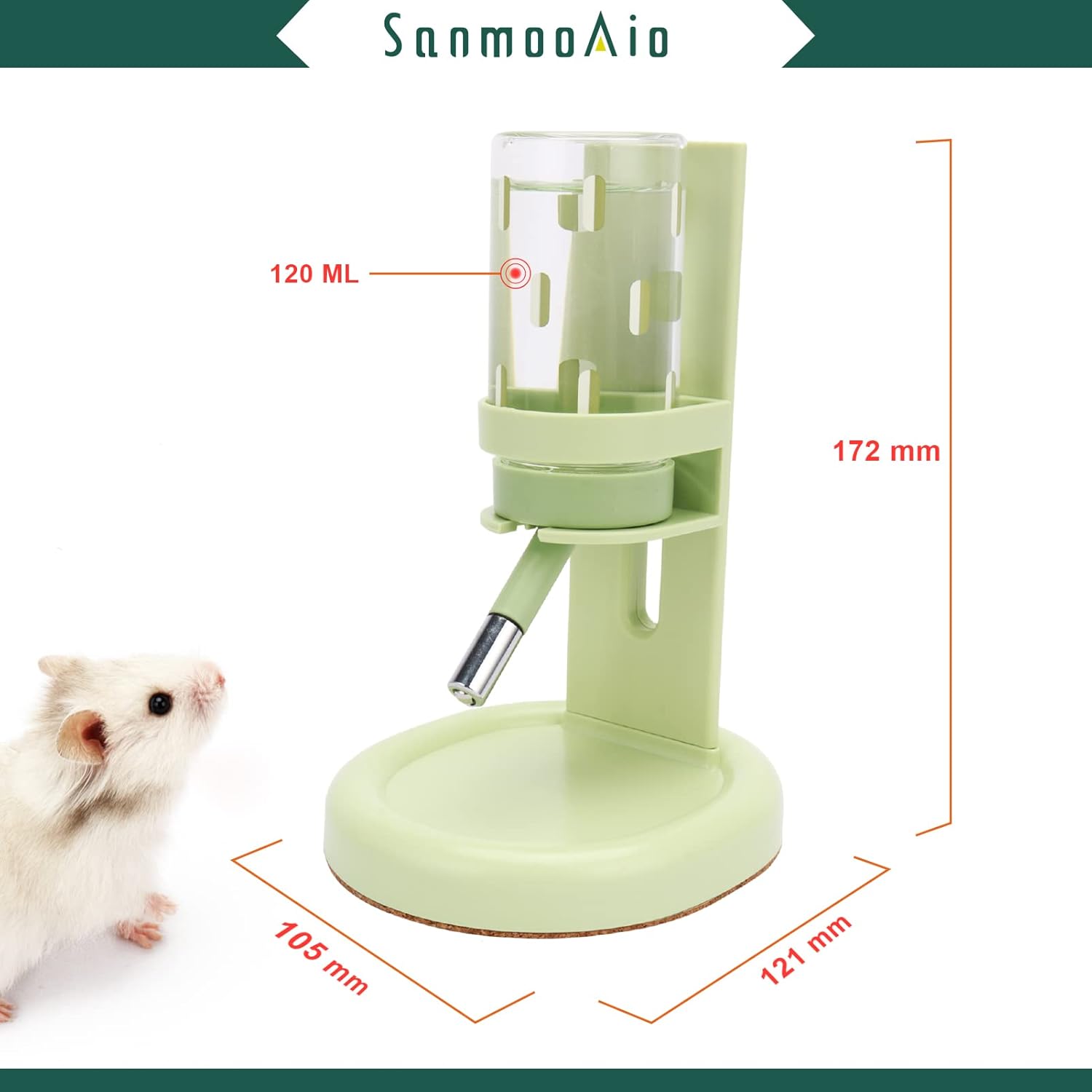 Botella de agua de hámster sin goteo para tanque de vidrio, botella de agua de pie para hámsters, alimentador de agua para hámsterescerdos de